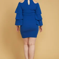 Plus Size Shoulder Cutout Layered Ruffle Sleeve Dress 6 Plus Size Shoulder Cutout Layered Ruffle Sleeve Dress -Radiant Drape Sales 2005446 188 3