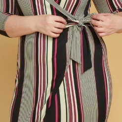 Plus Size Stripe Wrap Midi Dress -Radiant Drape Sales 2005449 187 3