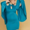 Plus Size Shoulder Cutout Batwing Sleeve Dress