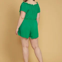 Asoph Plus Size Elastic Waist Off Shoulder Romper -Radiant Drape Sales 2005455 103 3