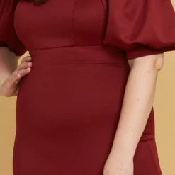 Plus Size Shoulder Cutout Puff Sleeve Dress 7 Plus Size Shoulder Cutout Puff Sleeve Dress -Radiant Drape Sales 2005461 111 4