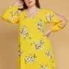 Asoph Plus Size Slit Sleeve Floral Tunic Dress