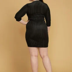 Asoph Plus Size Ribbed Velvet Twist Front Dress -Radiant Drape Sales 2005468 001 4