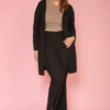 Asoph Plus Size Ribbed Cardigan & Flare Pants Set