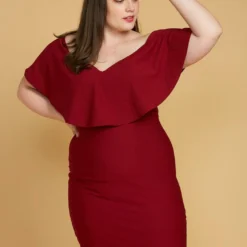 Asoph Plus Size Ribbed Off Shoulder Mini Party Dress