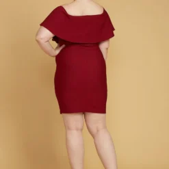 Asoph Plus Size Ribbed Off Shoulder Mini Party Dress -Radiant Drape Sales 2005501 111 4