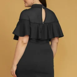 Asoph Plus Size Mesh Mock Neck Ruffle Mini Dress -Radiant Drape Sales 2005521 001 2