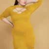 Plus Size Choker Neck Strappy Bodycon Dress
