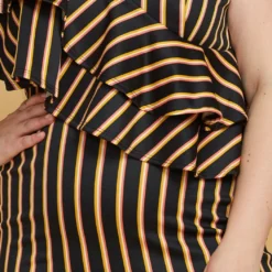 Asoph Plus Size One Shoulder Stripe Party Dress -Radiant Drape Sales 2005523 001 4