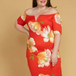 Asoph Plus Size Split Off Shoulder Floral Dress