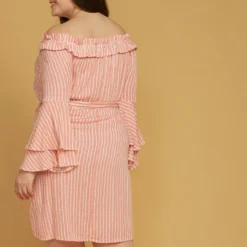 Asoph Plus Size Off Shoulder Stripe Mini Dress 6 Asoph Plus Size Off Shoulder Stripe Mini Dress -Radiant Drape Sales 2005546 186 2