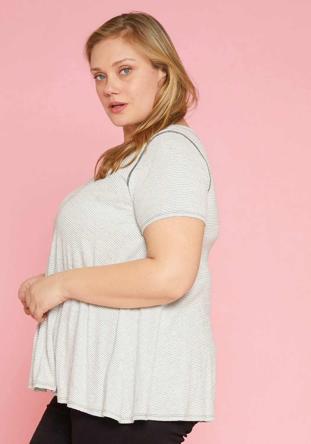 Asoph Plus Size Soft Stripe Top 2 Asoph Plus Size Soft Stripe Top - Image 2