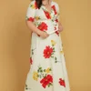 Asoph Plus Size Short Sleeve Floral Wrap Maxi Dress