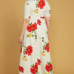 Asoph Plus Size Short Sleeve Floral Wrap Maxi Dress -Radiant Drape Sales 2005572 002 3