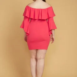 Plus Size Ruffle Off Shoulder Party Dress -Radiant Drape Sales 2005574 102 3