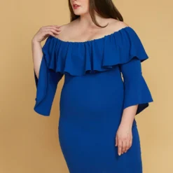 Plus Size Ruffle Off Shoulder Party Dress