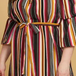 Asoph Plus Size Stripe Off Shoulder Casual Dress -Radiant Drape Sales 2005579 187 4