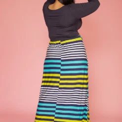 Plus Size Multi Stripe Contrast Wrap Dress -Radiant Drape Sales 2005596 105 2