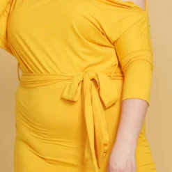 Asoph Plus Size One Shoulder Tie Waist Dress -Radiant Drape Sales 2005600 105 4