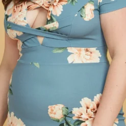 Asoph Plus Size Cross Front Floral Bodycon Dress -Radiant Drape Sales 2005610 167 4