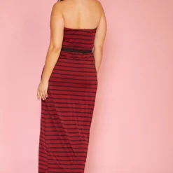 Plus Size Stripe Tube Top Asymmetrical Maxi Dress -Radiant Drape Sales 2005611 111 3