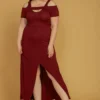 Asoph Plus Size Keyhole Front Slit Hem Maxi Dress