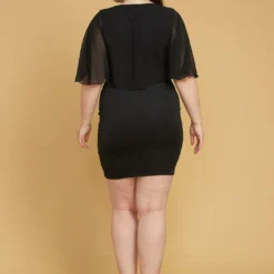 Plus Size Chiffon Cape Shoulder Dress -Radiant Drape Sales 2005624 001 3