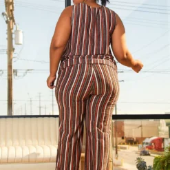 Pleione Plus Size Multi Stripe Printed Wide Leg Pants -Radiant Drape Sales 2006650 128 3