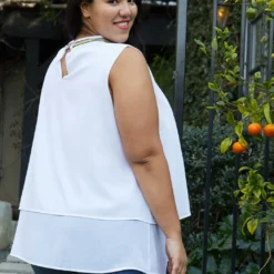 Pleione Plus Size Layered Mock Neck Sleeveless Chiffon Blouse 5 Pleione Plus Size Layered Mock Neck Sleeveless Chiffon Blouse -Radiant Drape Sales 2006697 002 3