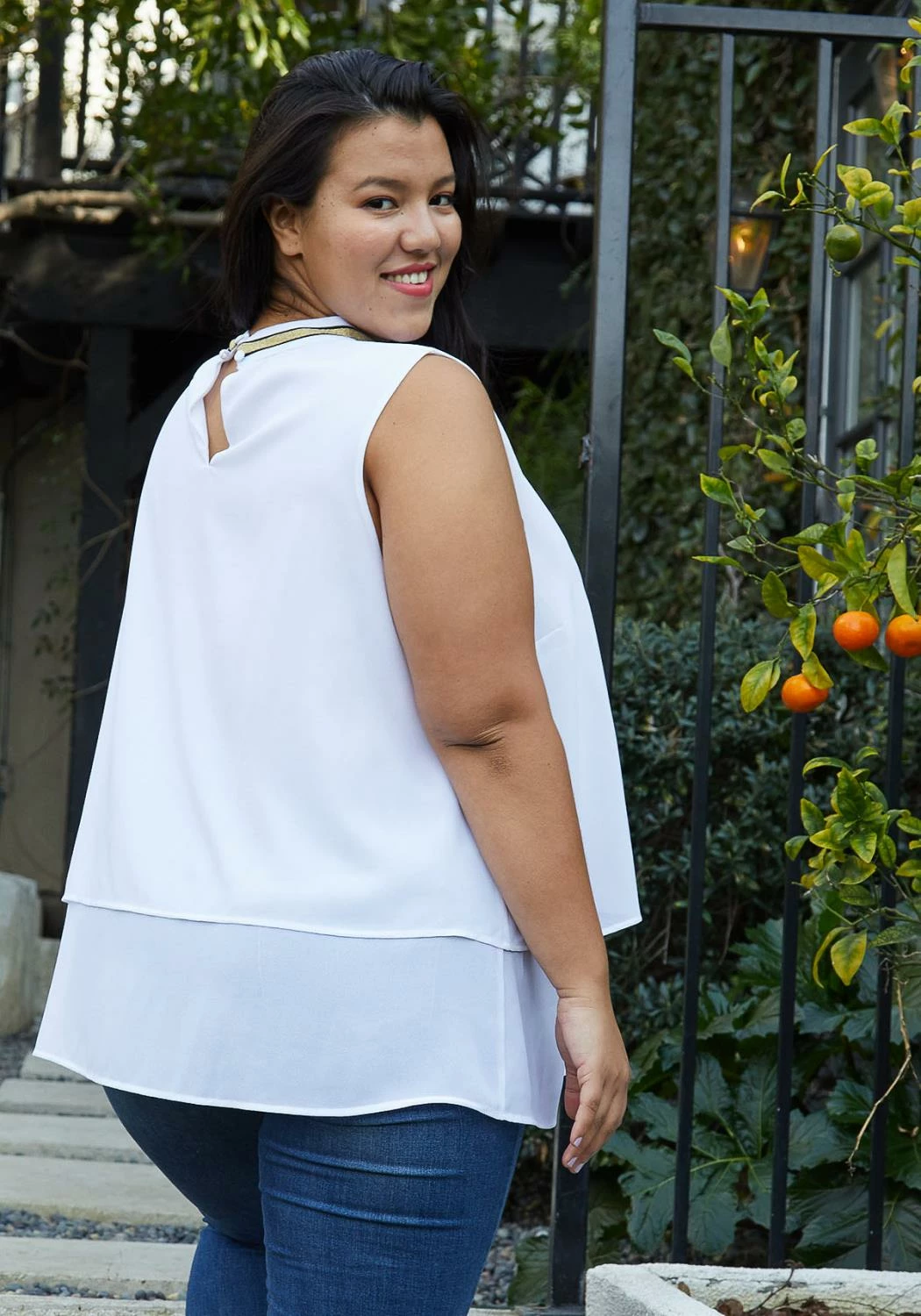 Pleione Plus Size Layered Mock Neck Sleeveless Chiffon Blouse 3 Pleione Plus Size Layered Mock Neck Sleeveless Chiffon Blouse - Image 3