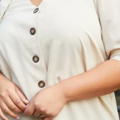 Pleione Plus Size Puff Shoulder Button Down Blouse -Radiant Drape Sales 2006721 154 4