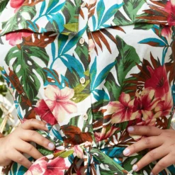 Pleione Plus Size Tropical Off Shoulder Button Down Dress -Radiant Drape Sales 2006724 135 4