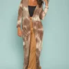 Asoph Plus Size Long Coat Tie Dye Cardigan