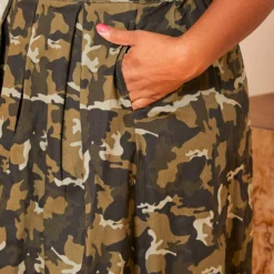 Asoph Plus Size Camo Print Pleated Women Midi Skirt -Radiant Drape Sales 2007460 354 3