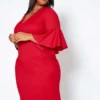 Asoph Plus Size Bell Sleeve Bodycon Mini Dress