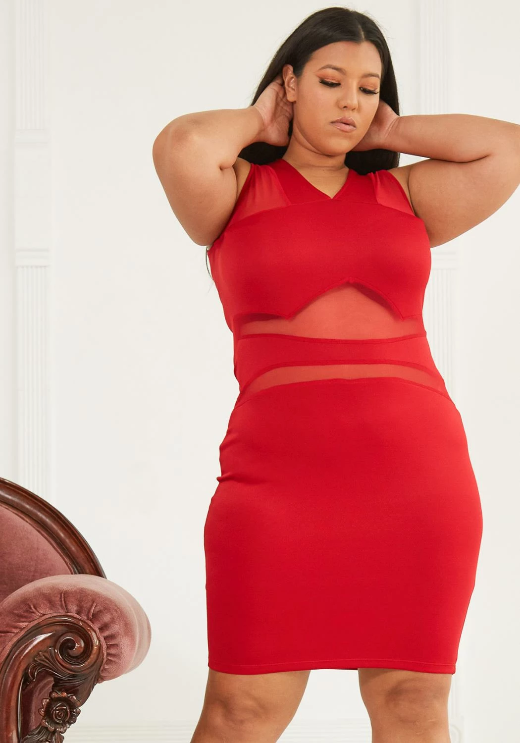 Plus Size Sheer Sleeveless Party Dress 1 Plus Size Sheer Sleeveless Party Dress