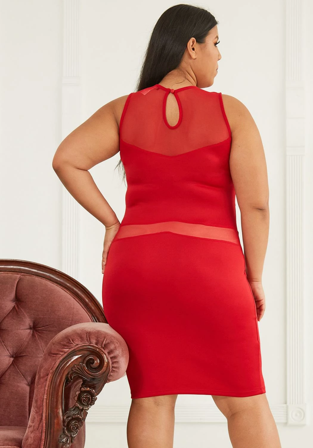 Plus Size Sheer Sleeveless Party Dress 3 Plus Size Sheer Sleeveless Party Dress - Image 3