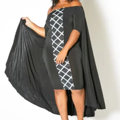 Asoph Plus Size Off Shoulder Cape Dress -Radiant Drape Sales 2007834 172 1