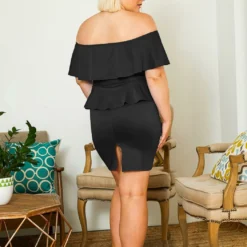 Asoph Plus Size Womens Off Shoulder Peplum Dress -Radiant Drape Sales 2008555 001 3