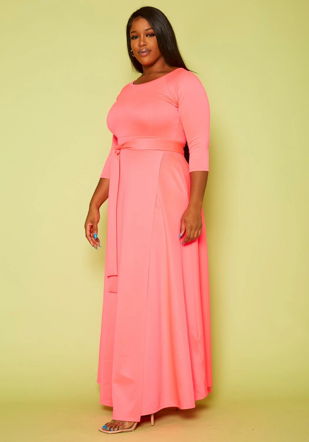 Asoph Plus Size Womens Classic Knot Front Maxi Dress 4 Asoph Plus Size Womens Classic Knot Front Maxi Dress - Image 4