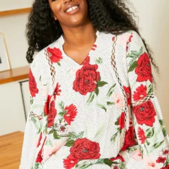 Asoph Curvy Womens Floral Casual Blouse