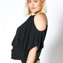 Asop Plus Size Cold Shoulder Womens Ruched Blouse -Radiant Drape Sales 2009976 001 2