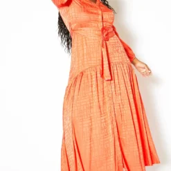 Asoph Plus Size Pleated Button Up Maxi Dress