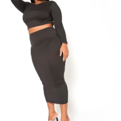 Plus Size Matching Crop Top And Maxi Skirt Set 7 Plus Size Matching Crop Top And Maxi Skirt Set -Radiant Drape Sales 2010074 001 4