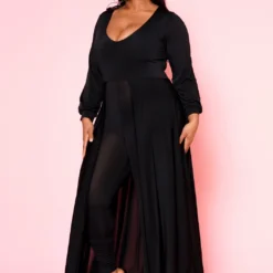 Asoph Plus Size Caped Solid Fitted Jumpsuit -Radiant Drape Sales 2010494 001 3