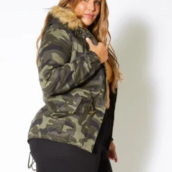 Asoph Plus Size Womens Faux Fur Trim Camo Puffer Jacket 8 Asoph Plus Size Womens Faux Fur Trim Camo Puffer Jacket -Radiant Drape Sales 2010630 125 1