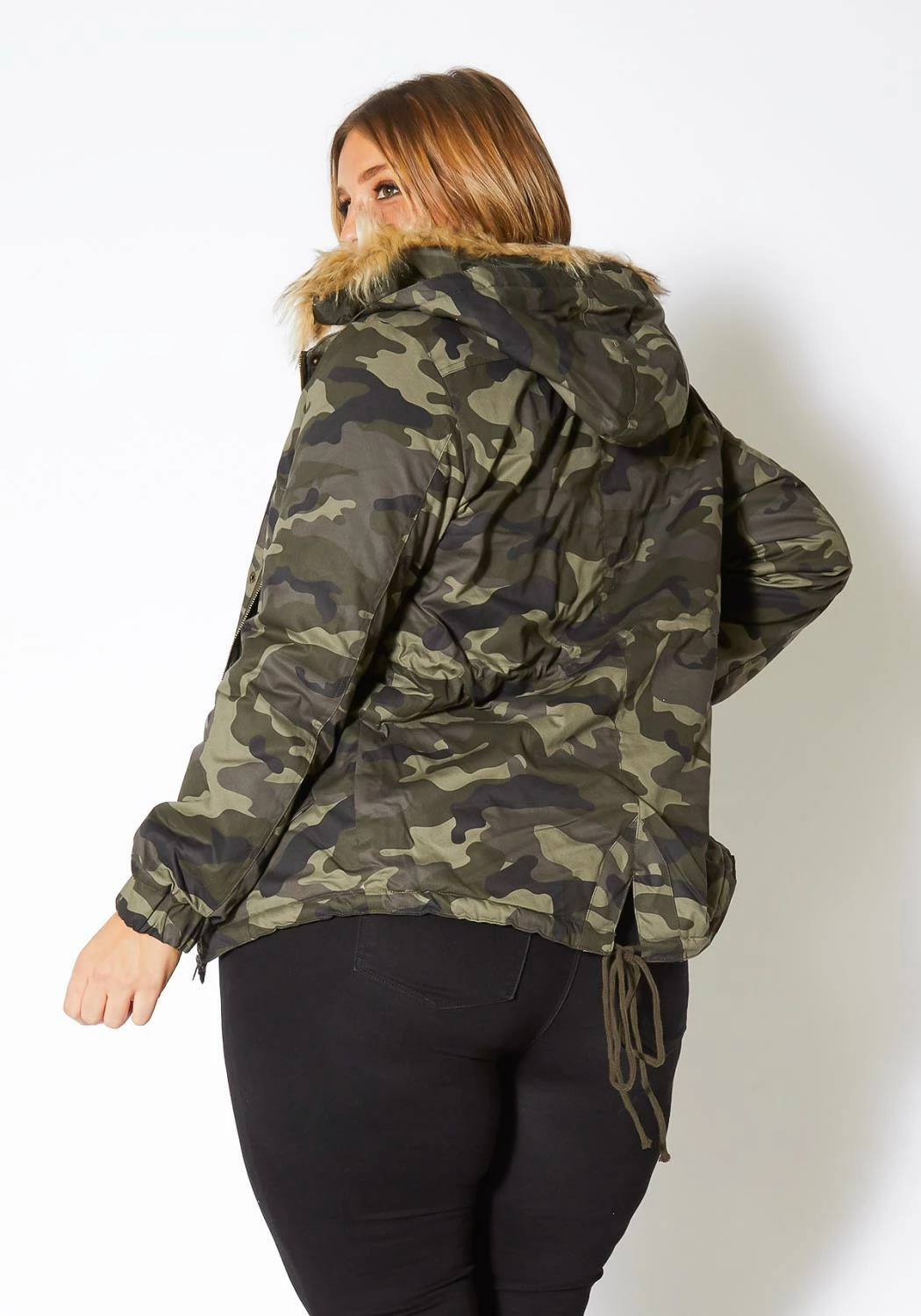 Asoph Plus Size Womens Faux Fur Trim Camo Puffer Jacket 4 Asoph Plus Size Womens Faux Fur Trim Camo Puffer Jacket - Image 4