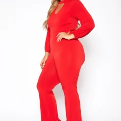 Plus Size Keyhole Front Flare Leg Jumpsuit -Radiant Drape Sales 2010719 110 2