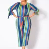Asoph Curvy Womens Over The Rainbow Striped Jumpsuit