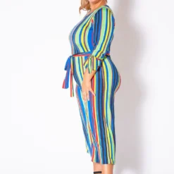 Asoph Curvy Womens Over The Rainbow Striped Jumpsuit 7 Asoph Curvy Womens Over The Rainbow Striped Jumpsuit -Radiant Drape Sales 2010722 188 1